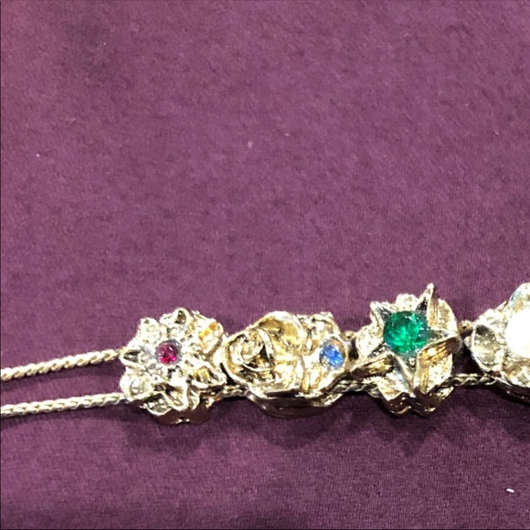 Vtg Slide Bracelet, Rhinestone Gold Plated Slide - Picture 10 of 15